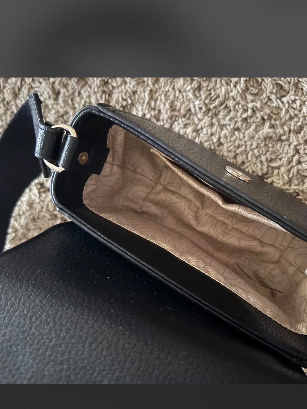 True Religion Black Crossbody Bag with Gold Hardware
